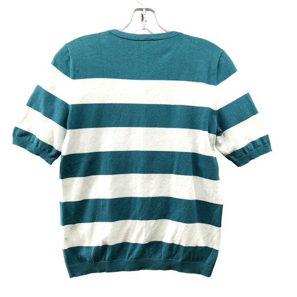 Talbots Pima Cotton Cardigan Womens Small S Short Sleeve Lightweight Stripe - Picture 2 of 8